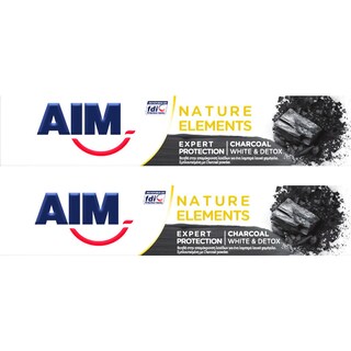 AIM | Οδοντόκρεμα Nature Elements Charcoal 75ml 1+1 Δώρο