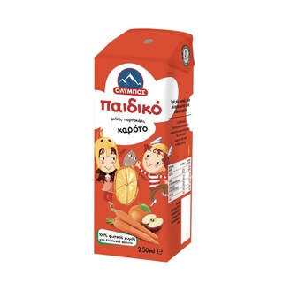ΟΛΥΜΠΟΣ | Φυσικός Χυμός Παιδικό Μήλο Καρότο Πορτοκάλι 3x250ml Έκπτωση 0.3Ε