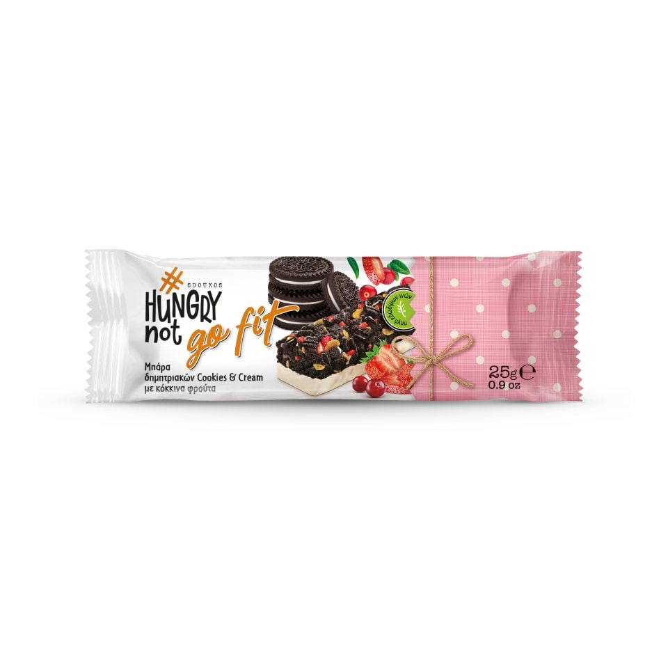 HUNGRYNOT Μπάρες Δημητριακών Cookies & Cream Κόκκινα Φρούτα 5x25g