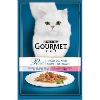 GOURMET | PERLE | Γατοτροφή Perle Ψάρια Ωκεανού & Γαρίδες 85 gr