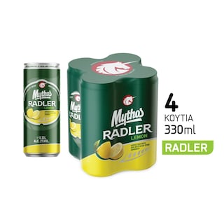 MYTHOS | ΜΠΥΡΑ RADLER ΜΕ ΛΕΜΟΝΙ ΚΟΥΤΙ 4 Χ 330 ML