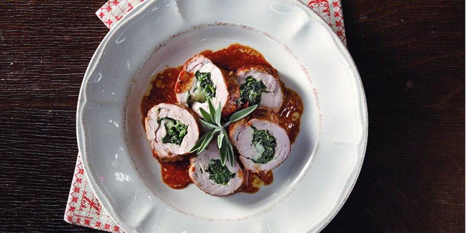 Ψαρονέφρι γεμιστό με σπανάκι και ροκφόρ