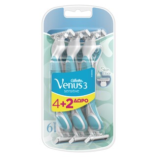 GILLETTE | Ξυραφάκια Μίας Χρήσης Venus 3 Sensitive 4+2 Τεμάχια Δώρο