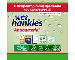 WET HANKIES | Υγρά Μαντηλάκια Αντιβακτηριδιακά Πράσινο Μήλο 60 ΤΕΜ