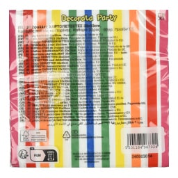 DECORATA | Χαρτοπετσέτες Χρωματιστές Ρίγες 33x33cm 20 Τεμάχια