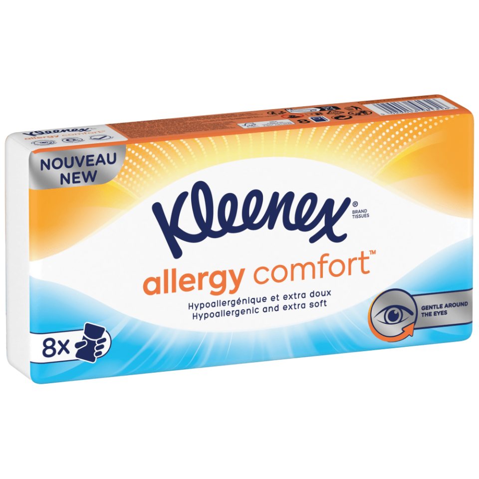 KLEENEX Χαρτομάντηλα Τσέπης Allergy Comfort 8 Τεμάχια 190g