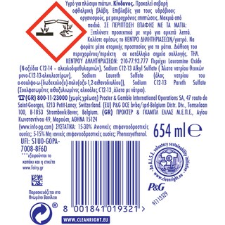 FAIRY | Υγρό Πιάτων Pure & Clean  654 ml