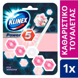 KLINEX | Καθαριστικό Τουαλέτας WC Block Power 5 Ροζ Μανώλια 55gr