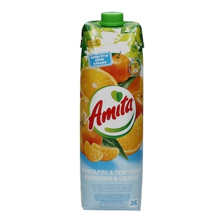 AMITA | ΦΥΣΙΚΟΣ ΧΥΜΟΣ ΜΑΝΤΑΡΙΝΙ ΠΟΡΤΟΚΑΛΙ 1 LT
