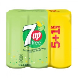 Αναψυκτικό 7UP Free Κουτί 6x330ml 5+1 Δώρο