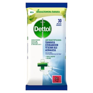 DETTOL | Πανάκια Καθαρισμού Επιφανειών 30 Τεμάχια