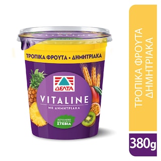 VITALINE | Επιδόρπιο Γιαουρτιού Mε Δημητριακά & Τροπικά Φρούτα 0% Λιπαρά 380 gr