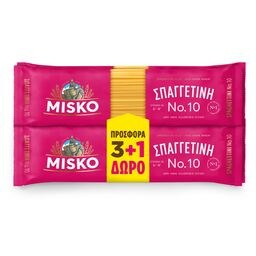 MISKO | Ζυμαρικά Σπαγγετίνη Νο10 500gr 3+1 Δώρο