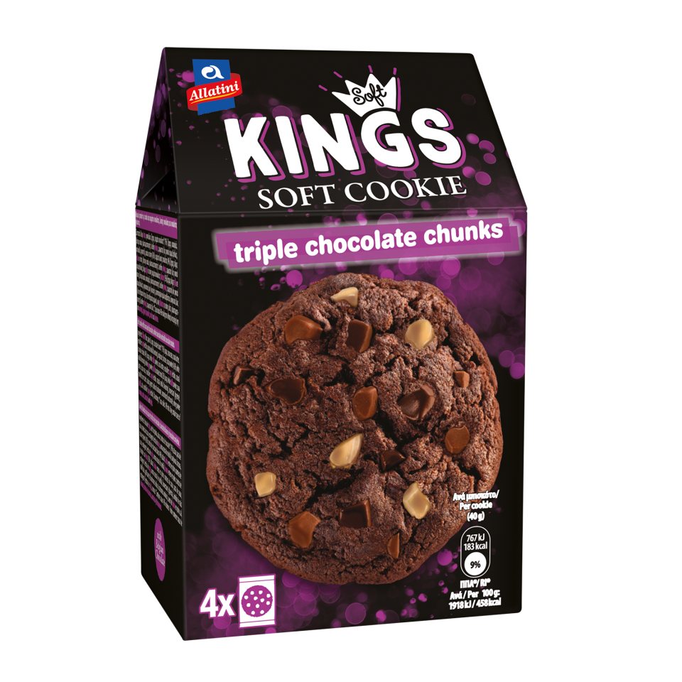 Μπισκότα Soft Kings Triple Chocolate Chunks 160g