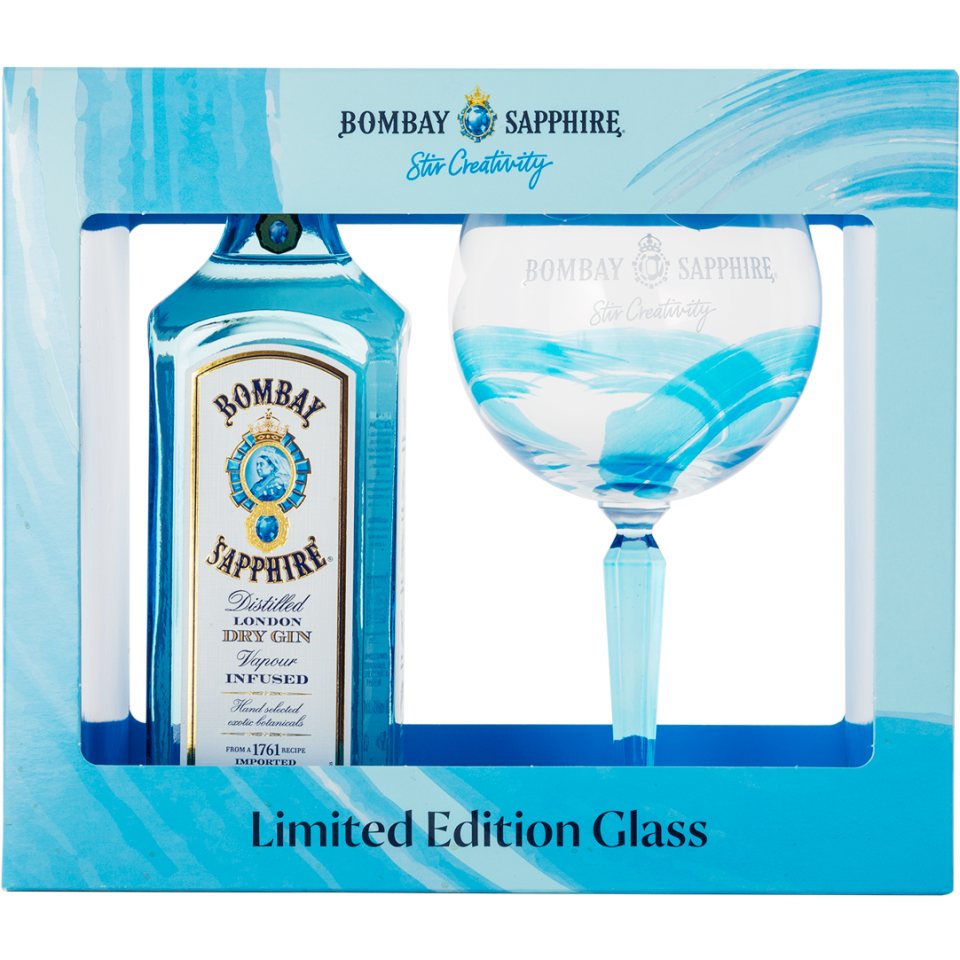 BOMBAY Τζιν Sapphire Dry 700ml + Ποτήρι