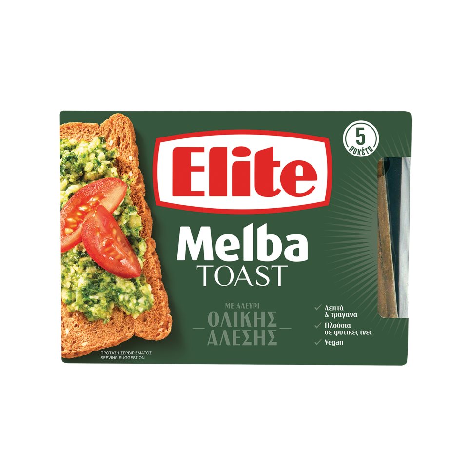 ELITE Φρυγανιές Melba Toast Ολικής Άλεσης 100g