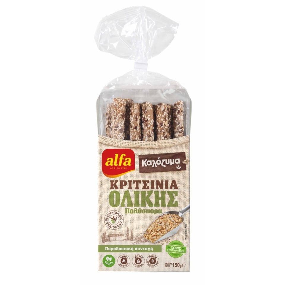 ALFA Κριτσίνια Καλόζυμα Ολικής Πολύσπορα 150g