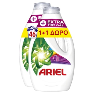 ARIEL | Υγρό Πλυντηρίου Ρούχων Extra Fiber Care 23 Μεζούρες 1+1 Δώρο