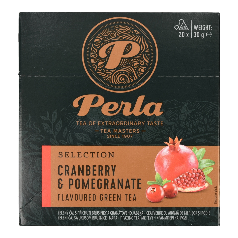 PERLA BEVERAGES Τσάι Πράσινο Κράνμπερι και Ρόδι 20x1.5g