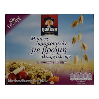 QUAKER | ΜΠΑΡΕΣ ΔΗΜΗΤΡΙΑΚΩΝ ΜΗΛΟ/ΣΤΑΦΙΔΑ 5 Χ 35 GR