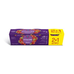 VITALINE | Επιδόρπιο Γιαουρτιού Φράουλα 3x180g 2+1 Δώρο