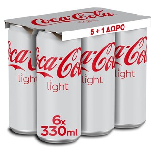 COCA COLA | Αναψυκτικό Cola Light Κουτί 6x330ml 5+1 Δώρο