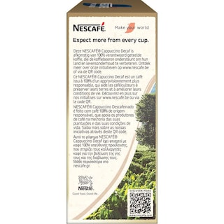 NESCAFE | GOLD | Στιγμιαίος Καφές Cappuccino Decaf 10x12.5gr