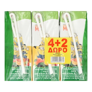 KIDS VALLEY | Φυσικός Χυμός Minions Exotic 9 Φρούτα 250ml 4+2 Δώρο