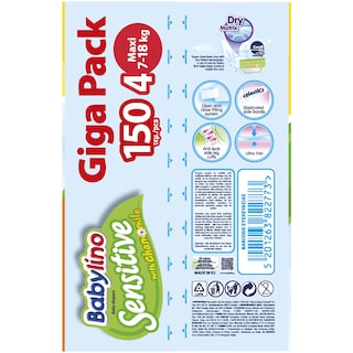 BABYLINO | BABYLINO SENS.GIGAPACK MAXI NO4 150P Sensitive No4 7-18kg Giga Pack 150 Τεμάχια