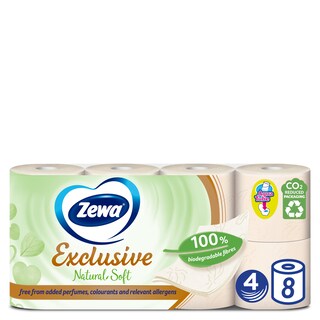 ZEWA | ZEWA T/P EXCLUSIVE NAT.SOFT 8P 4PLY Exclusive Natural Soft 4 Φύλλα 8 Τεμάχια