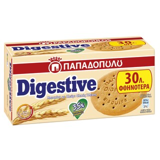 ΠΑΠΑΔΟΠΟΥΛΟΥ | DIGESTIVE | Μπισκότα Digestive 35% Λιγότερα Λιπαρά 250gr (-0.30E)