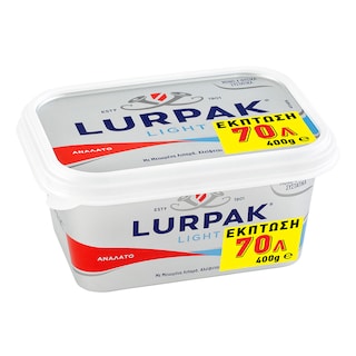 LURPAK | Βούτυρο Soft Ανάλατο Μειωμένα Λιπαρά Σκαφάκι 400g Έκπτωση 0.70Ε