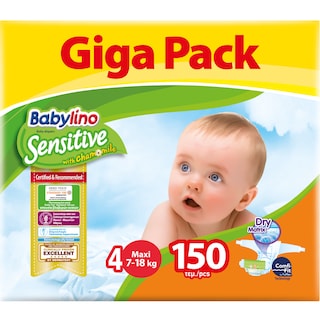 BABYLINO | Πάνες Μωρού Sensitive Χαμομήλι No4 150 Τεμάχια