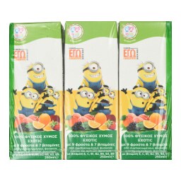 KIDS VALLEY | Φυσικός Χυμός Minions Exotic 9 Φρούτα 250ml 4+2 Δώρο