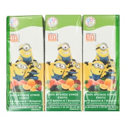 KIDS VALLEY | Φυσικός Χυμός Minions Exotic 9 Φρούτα 250ml 4+2 Δώρο