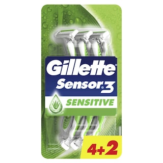 GILLETTE | Ξυριστική Μηχανή Μιας Χρήσης Sensor 3 Sensitive 4+2 Τεμάχια Δώρο 6 Τεμάχια
