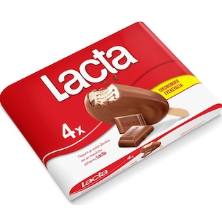 LACTA | Παγωτό Ξυλάκι Βανίλια Σοκολάτα Γάλακτος 4x72g