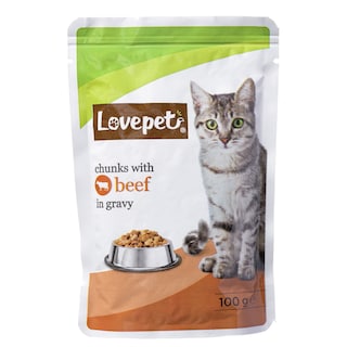 LOVEPET | Γατοτροφή Υγρή Βοδινό 100g