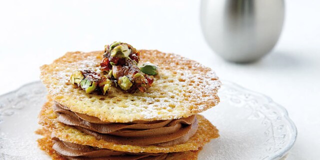 Μιλφέιγ με τουίλ και κρέμα σοκολάτας