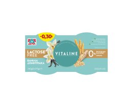 VITALINE | Επιδόρπιο Γιαουρτιού 0% Βανίλια Δημητριακά Χωρίς Λακτόζη 2x170g Έκπτωση 0.30Ε