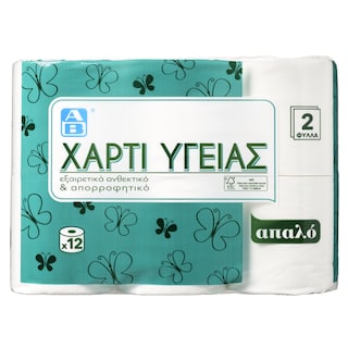 ΑΒ | Toilet Paper Soft 2 Ply 12 Rolls 1.32kg