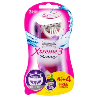 WILKINSON | Ξυραφάκια Xtreme Beauty 3 Λεπίδων 8 Τεμάχια 4+4 Δώρο