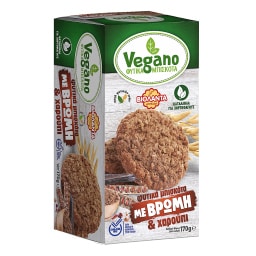 Μπισκότα Vegano Vegano Βρώμη & Χαρούπι 170g