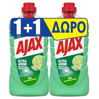 AJAX | Υγρό Καθαρισμού Ultra Λεμόνι 1lt 1+1 Δώρο
