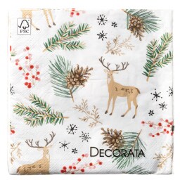 DECORATA | Χαρτοπετσέτες Τάρανδοι 33x33cm 113g