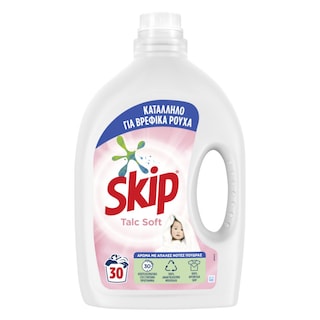 SKIP | Υγρό Απορρυπαντικό Πλυντηρίου Ρούχων Talc Soft 30 Μεζούρες 1+1 Δώρο