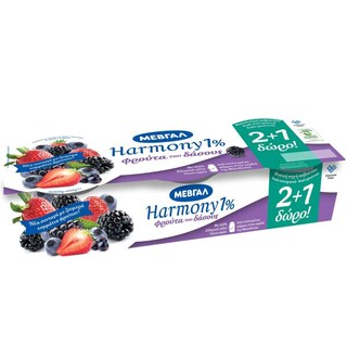 HARMONY | Επιδόρπιο Γιαουρτιού Φρούτα Του Δάσους 3 Χ 200 gr 2+1 Δώρο