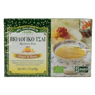 ST.DALFOUR | ΤΣΑΪ ΒΙΟΛΟΓΙΚΟ ΠΡΑΣΙΝΟ ΜΕ GINGER 25 ΦΑΚΕΛΑ X 2 GR