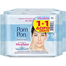POM PON | Υγρά Μαντηλάκια Ντεμακιγιάζ Micellaire 20 Τεμάχια 1+1 Δώρο