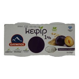 ΟΛΥΜΠΟΣ | Γιαούρτι Κεφίρ Δαμάσκηνο & Βρώμη 2x150g